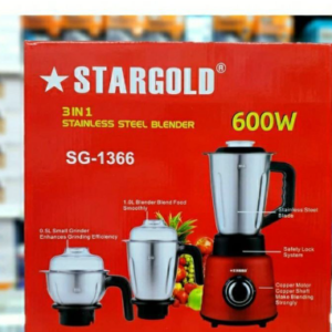 STARGOLD SG-1366 Stainless steel 3 in 1 Mixer Grinder Blender 600W POWERFUL COPPER MOTOR